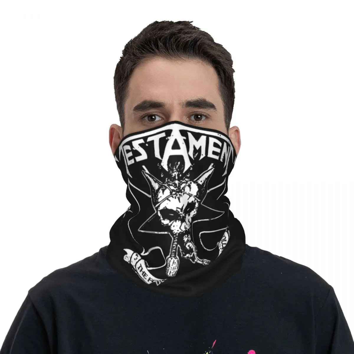 

Men Testament Thrash Metal Band Bandana Neck Cover Printed Heavy Metal Wrap Scarf Multifunctional Face Mask For Running Washable