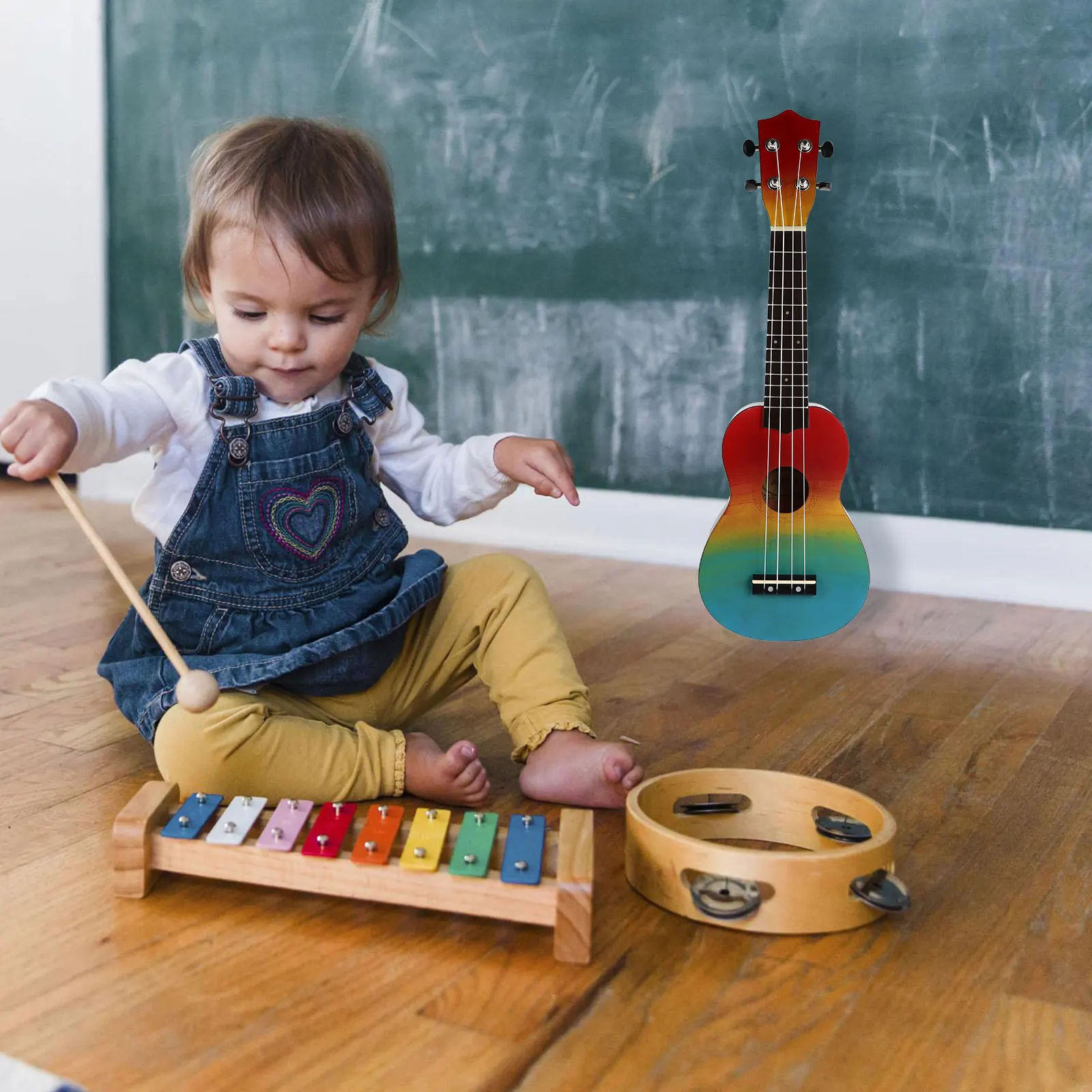 

1 set Ukulele Suit Acoustic Musical Instruments 21 Inches Colorful Beginner Starter Small Guitar Wooden Environmental
