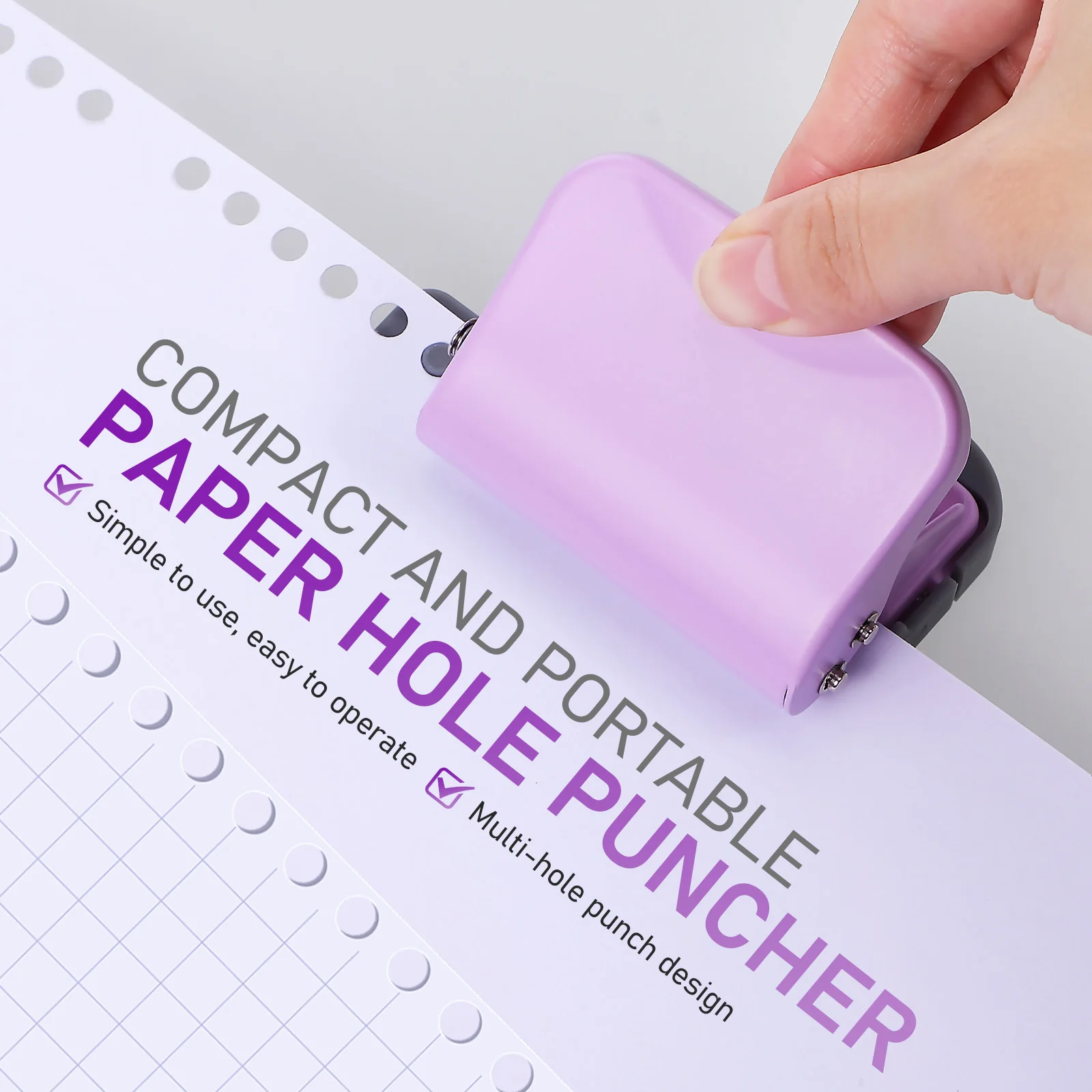 Losbladige bindmiddel Mini-perforator Punch 6-gaats Compact draagbaar document Notebook Puncher Mini Paper Craft Tool Klein