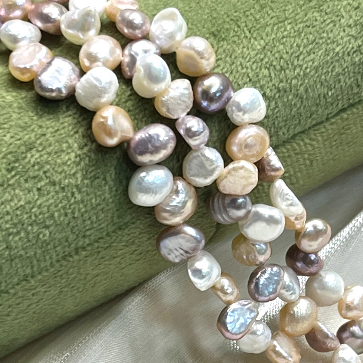 5-6 مللي متر لؤلؤ المياه العذبة الطبيعية الباروك ثلاثة سبعة حفرة الخرز Charms DIY بها بنفسك النساء الرجال قلادة أساور صنع المجوهرات