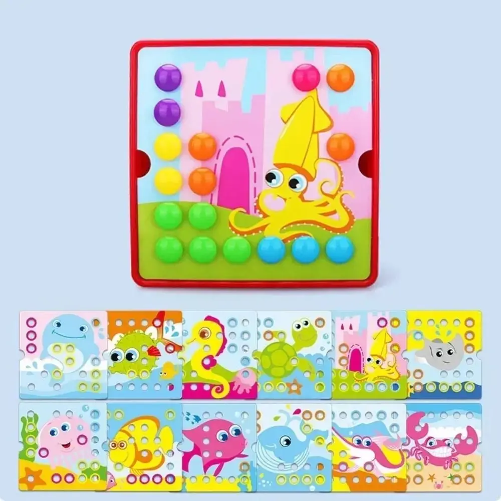 Cartoon Dier Paddestoel Nagel Puzzel Speelgoed Leuke 3D Jigsaw Board Speelgoed DIY Leren Cognitie Montessori Zintuiglijke Speelgoed Kinderen Gift