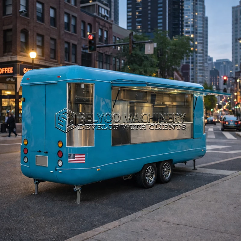 

Belyoo Food Trailer Customized Fully Equipped Full Kitchen Taco BBQ Pizza Hot Dog Stand Mobile Outdoor Food Truck