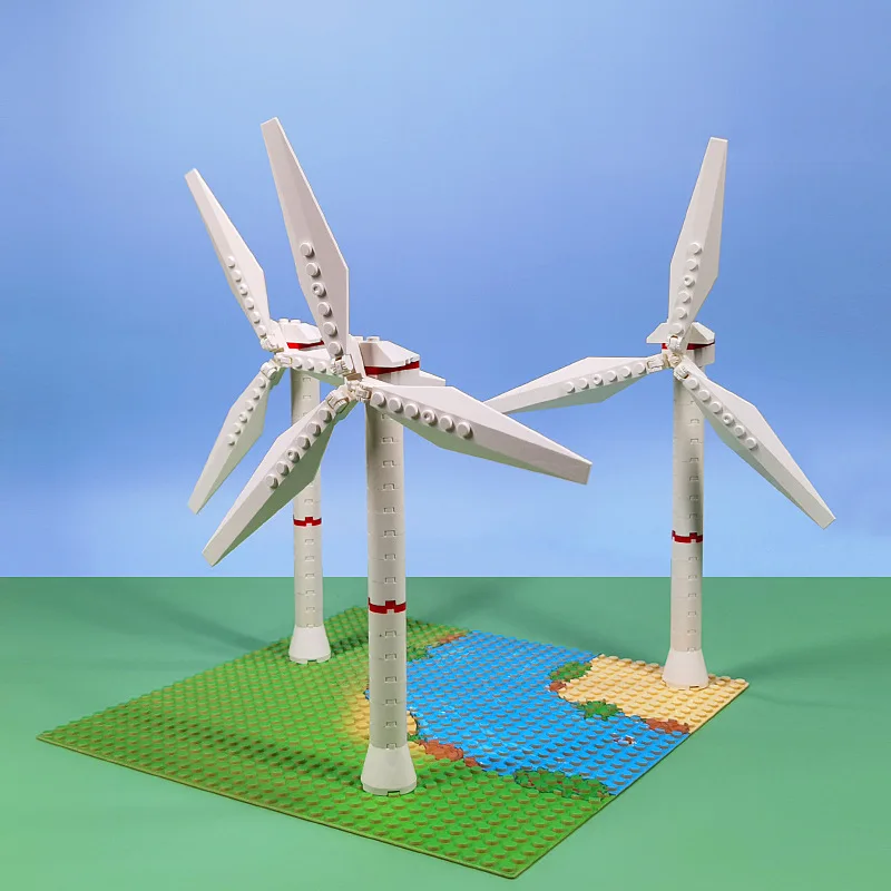 Wind Power Station Scene MOC Building Blocks Toys Bricks Kits Forest River Floor Parts Animal Fish Windmill Compatible With LEGO