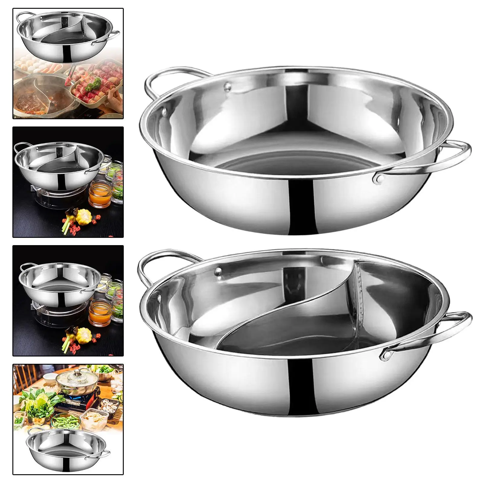 Stainless Steel Hot Pot Soup Pot for Induction Cooker Shabu Shabu Pot Stockpot for Travel Picnic Thanksgiving Celebrations