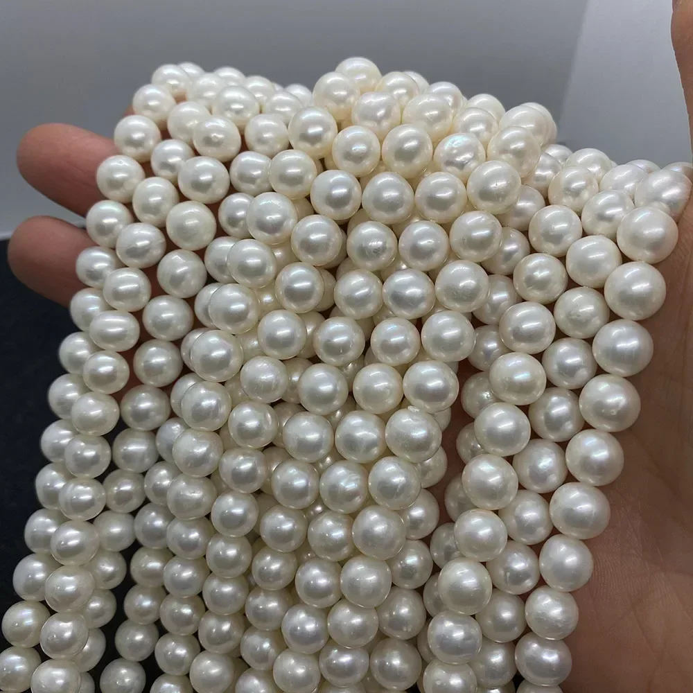 Grade AA High-quality Pearl Beads 100% Natural Freshwater White Round 10mm Bead Jewelry Making DIY Necklace Earring