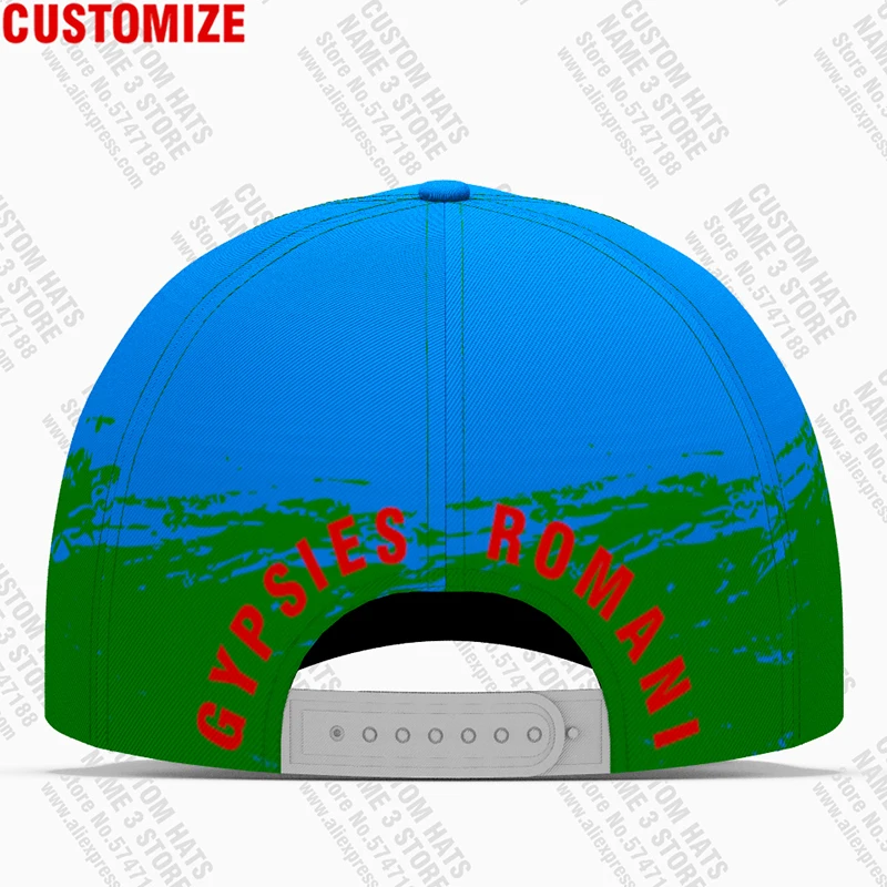 Rom Gypsy Youth Free Custom Made Name Number Logo Text Casual Hat Flag Of The Romani People Print Photo Baseball Cap