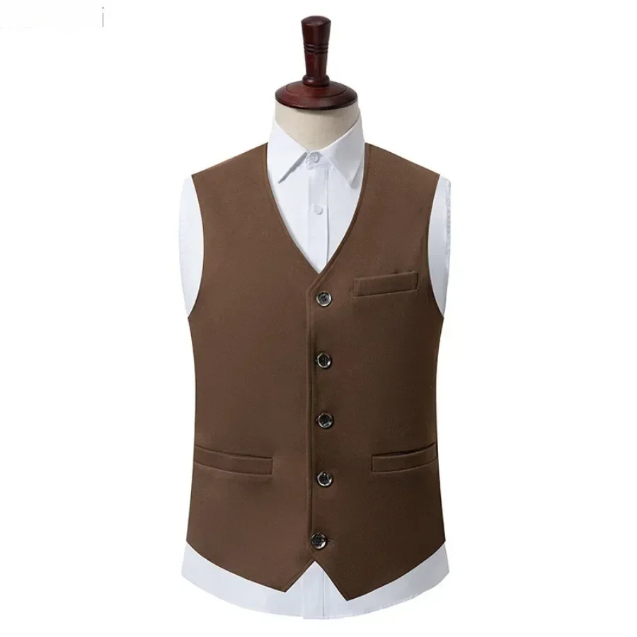 Frühling Herbst Westen für Männer Casual Weste Jacke Wolle V-ausschnitt Schlank Solide Weste Mode Vielseitig Anzug Weste männer Kleidung