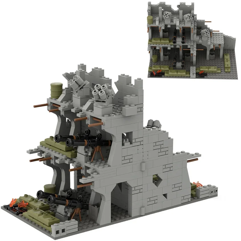 

Military Scene MOC Building Blocks Ruined Battlefield Boy 496pcs Assembly War Abandoned Base Educational Model Bricks Toys Gifts
