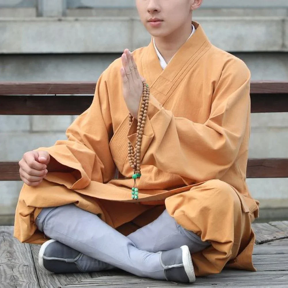 

UNISEX Spring&Autumn Cotton Buddhism Lohan Uniform Shaolin Monk Kung Fu Clothing Buddhist Lay Zen Monk Suit