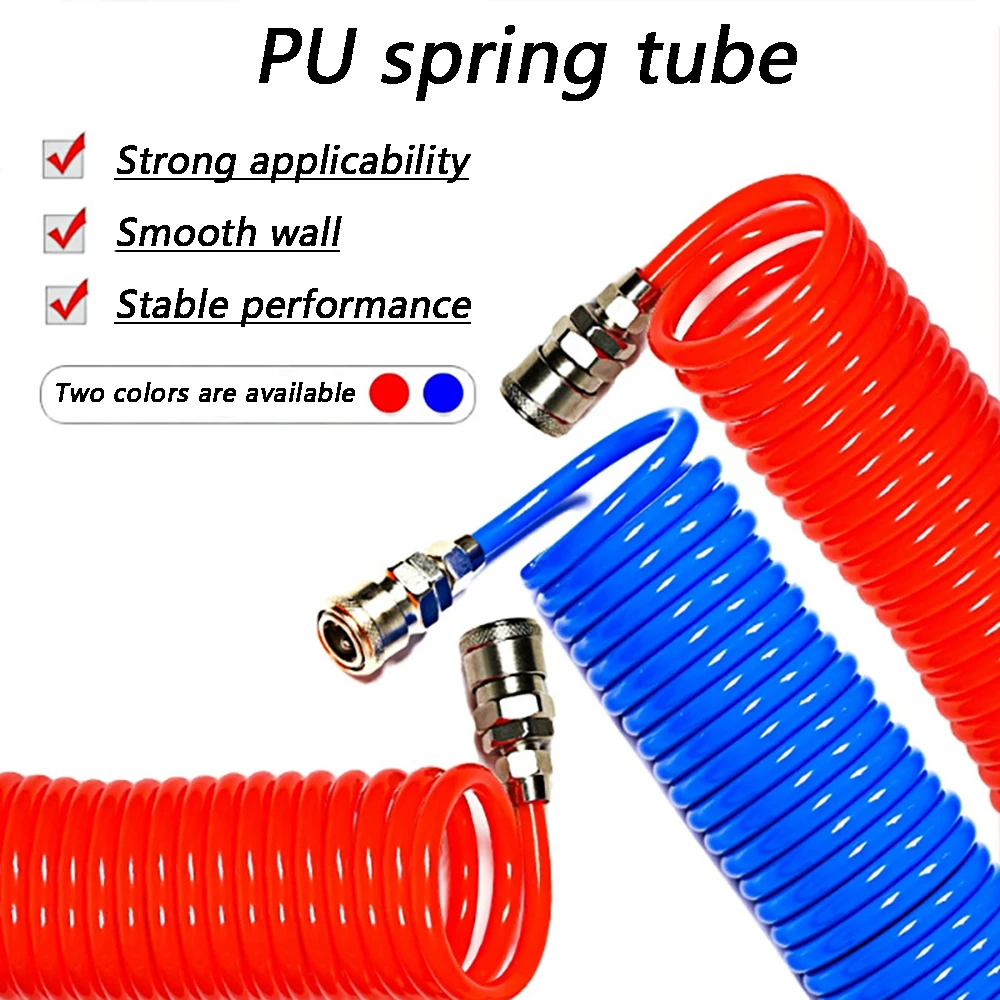 6M Pneumatic Polyurethane PU Air Compressor Hose Tube 8*5mm Telescopic Spring Spiral Pipe for Dust Gun
