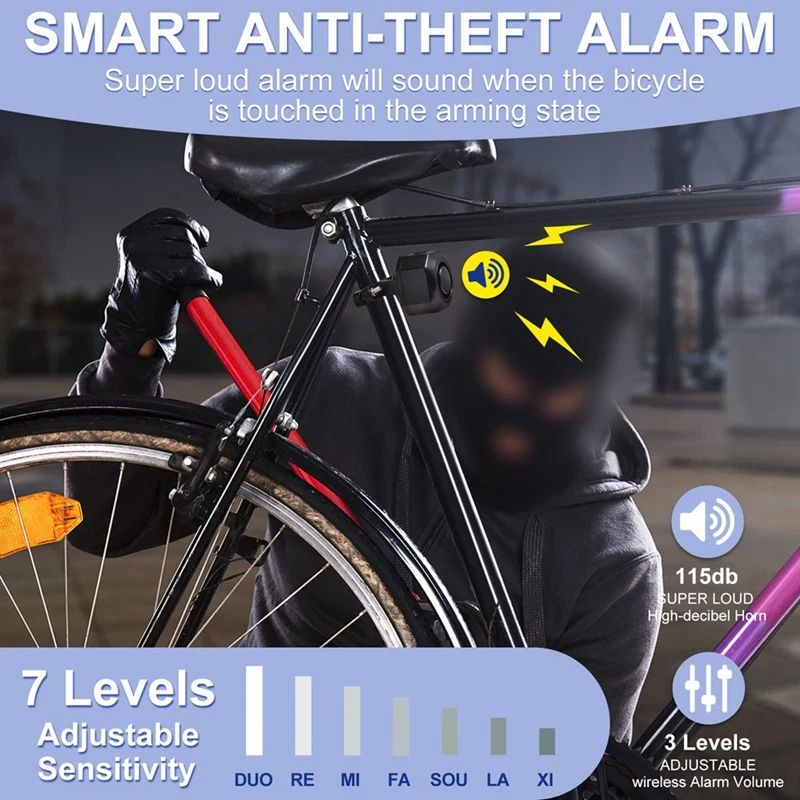 Bike Horn Electric Vehicle Alarm Antitheft Alarm With Motion Sensor Waterproof Rechargeable Antitheft Alarm