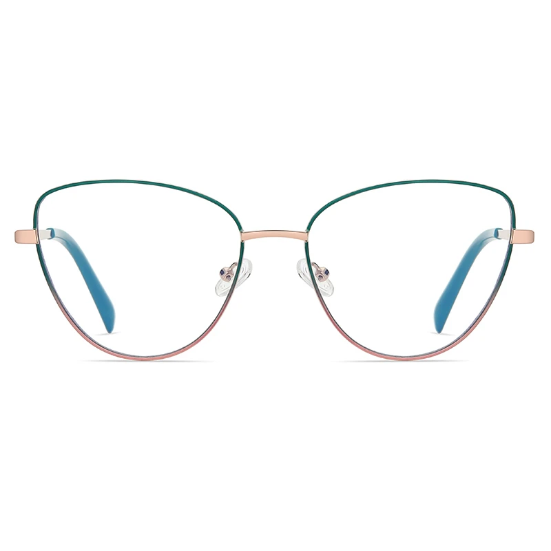 Gafas para miopía con montura de ojo de gato y oro verde para mujer, gafas graduadas con bloqueo de luz azul de menos grados,-0,5-0,75 a-6