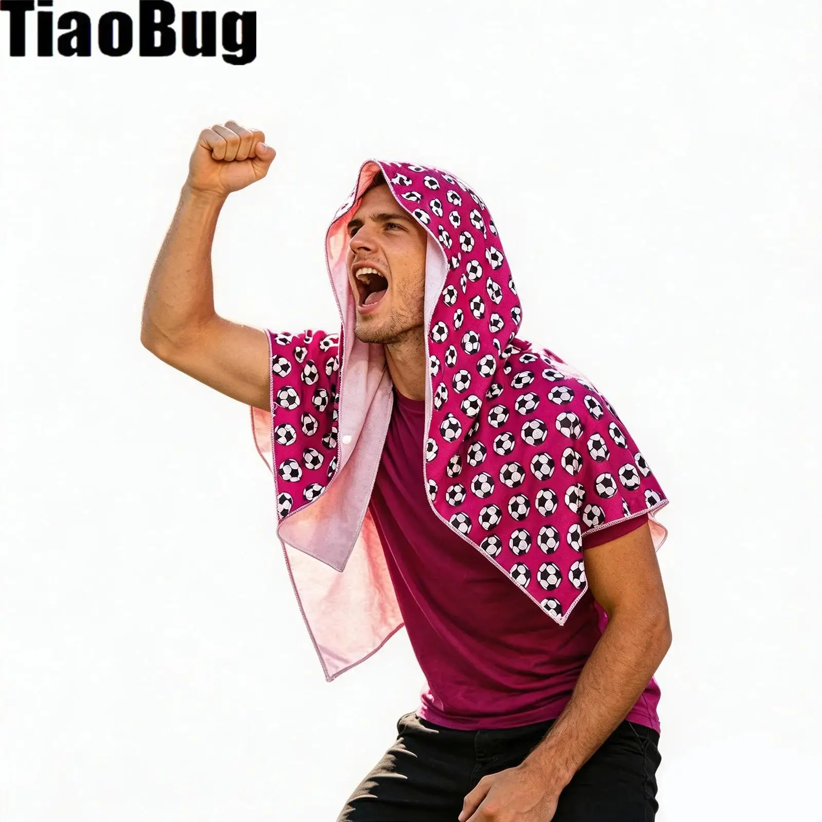 Men Quick-dry Cooling Hoodie Towel Football-printed Sun-shading Cooling And Cooling Headscarf Towel for Sports Events