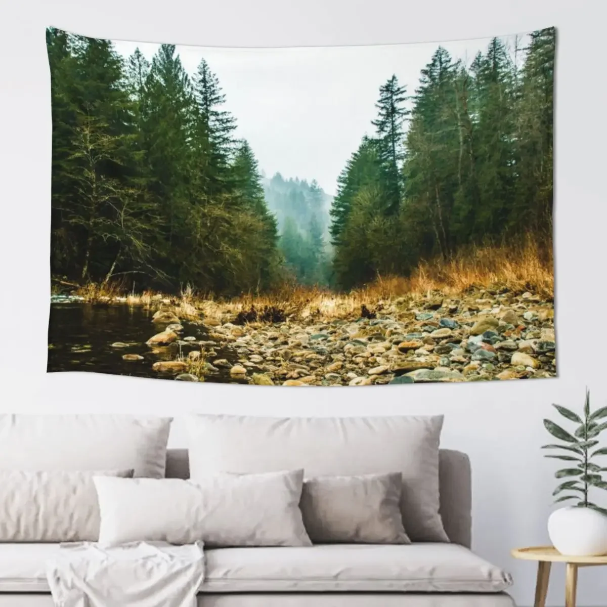 

Green Forest Mountain Lake Water - Green Trees and Sky Tapestry Decoration Room House Decoration Tapestry