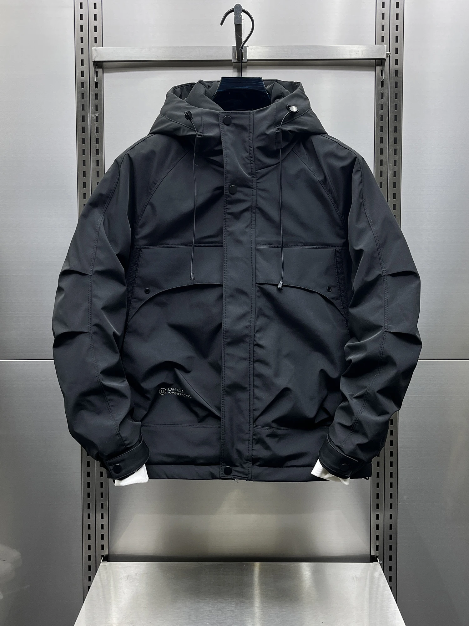 

Winter 2024 Men's down Jaet Hooded Warmth Youth Workwear Sle Anti-Wind Polyester Fabric ey Du down Filling Outerwear