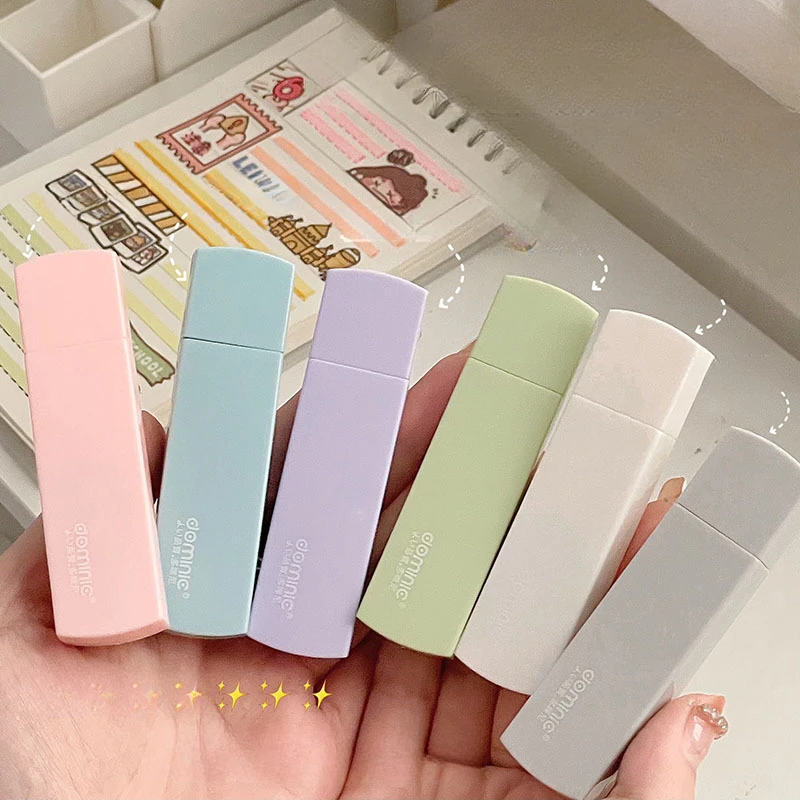 

6pcs Morandi Correction With High Aesthetics, Simple Alterations,Portable Square Student Handbook Correction Set School Supplies