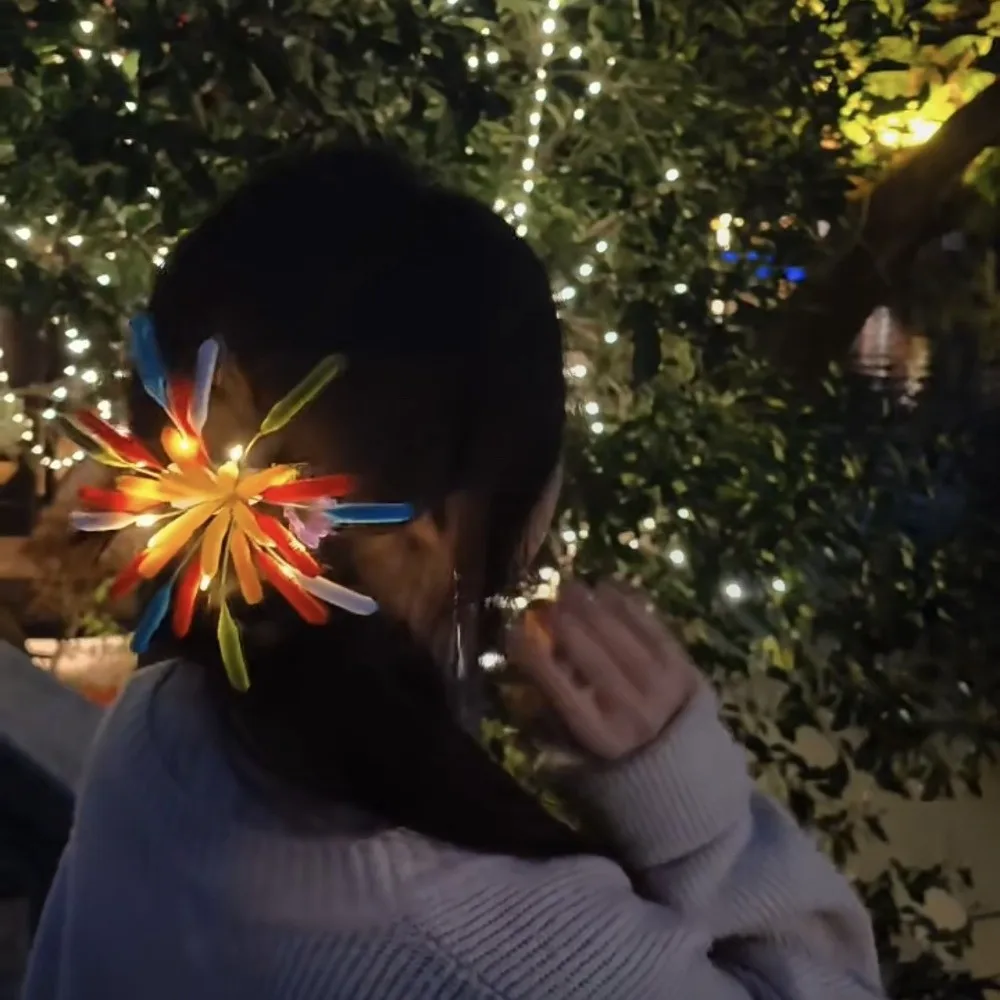 

Twist Bar LED Glow Hairpin Photographic Headwear Light Up Glow Duckbill Clips LED Glow Flocking New Year Headdress