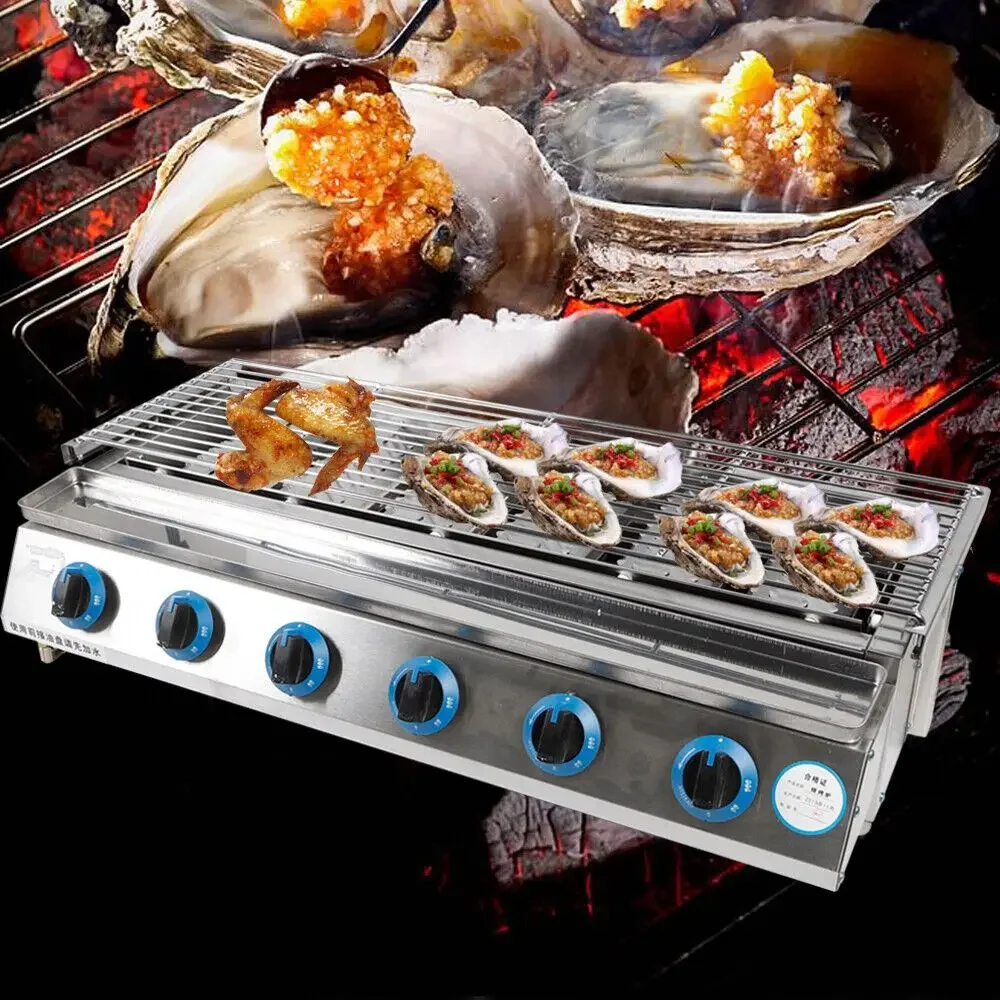 

6 BBQ Grill w/ Sear and Side Burners Cabinet Style Stainless Steel Gas Griller bbq grill outdoor bbq grill