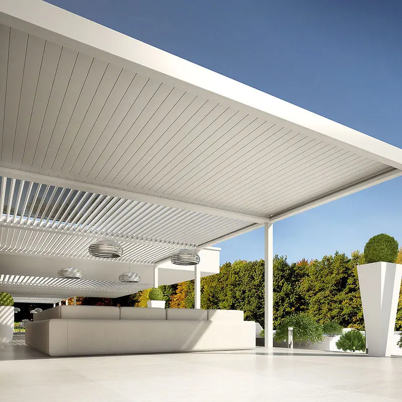 Outdoor Customized Size Aluminium Louvered Roof Gazebo for  European Garden Roller  Blind