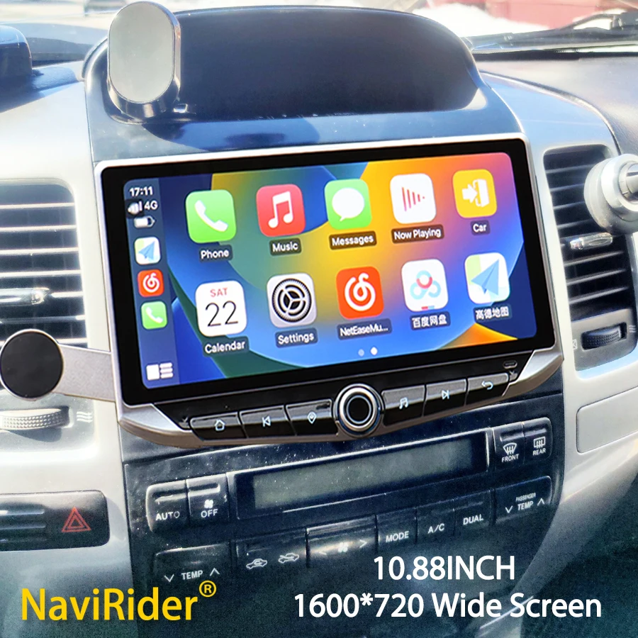 Reproductor de vídeo Android con pantalla Qled de 10,88 pulgadas Carplay para Toyota Land Cruiser Prado 120 LC120 tipo C carga GPS Multimedia estéreo