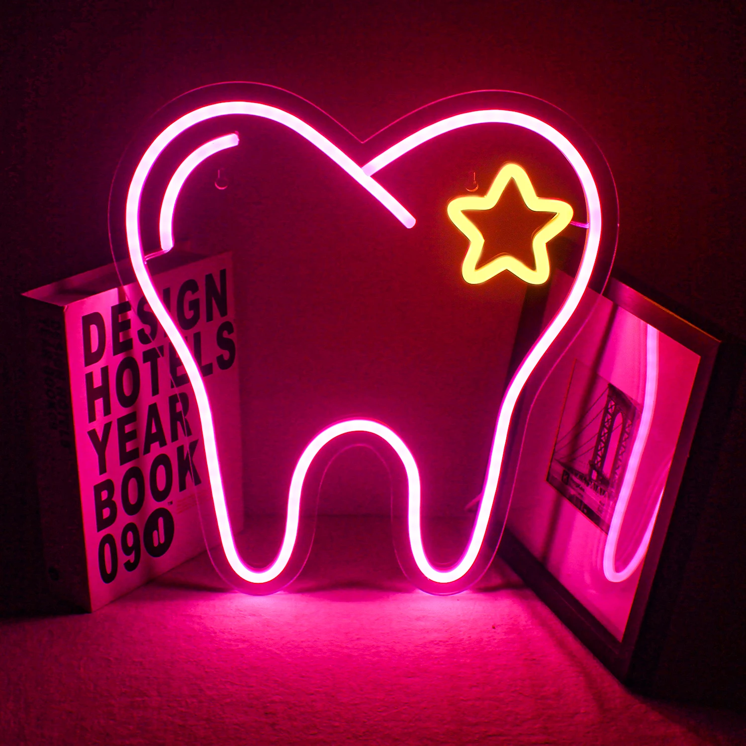 sinal de luz de neon led rosa dentes dental escritorio decoracao da parede arte suspensa dentista estudante neon lamp luz de neon 01