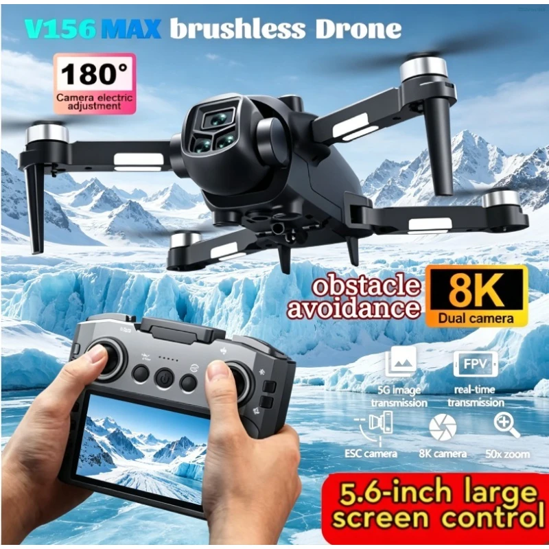 

5G WIFI FPV Foldable RC Quadcopter Helicopter Toys NEW V156 Max Drone Professional HD Dual Camera Dron Brushless Motor