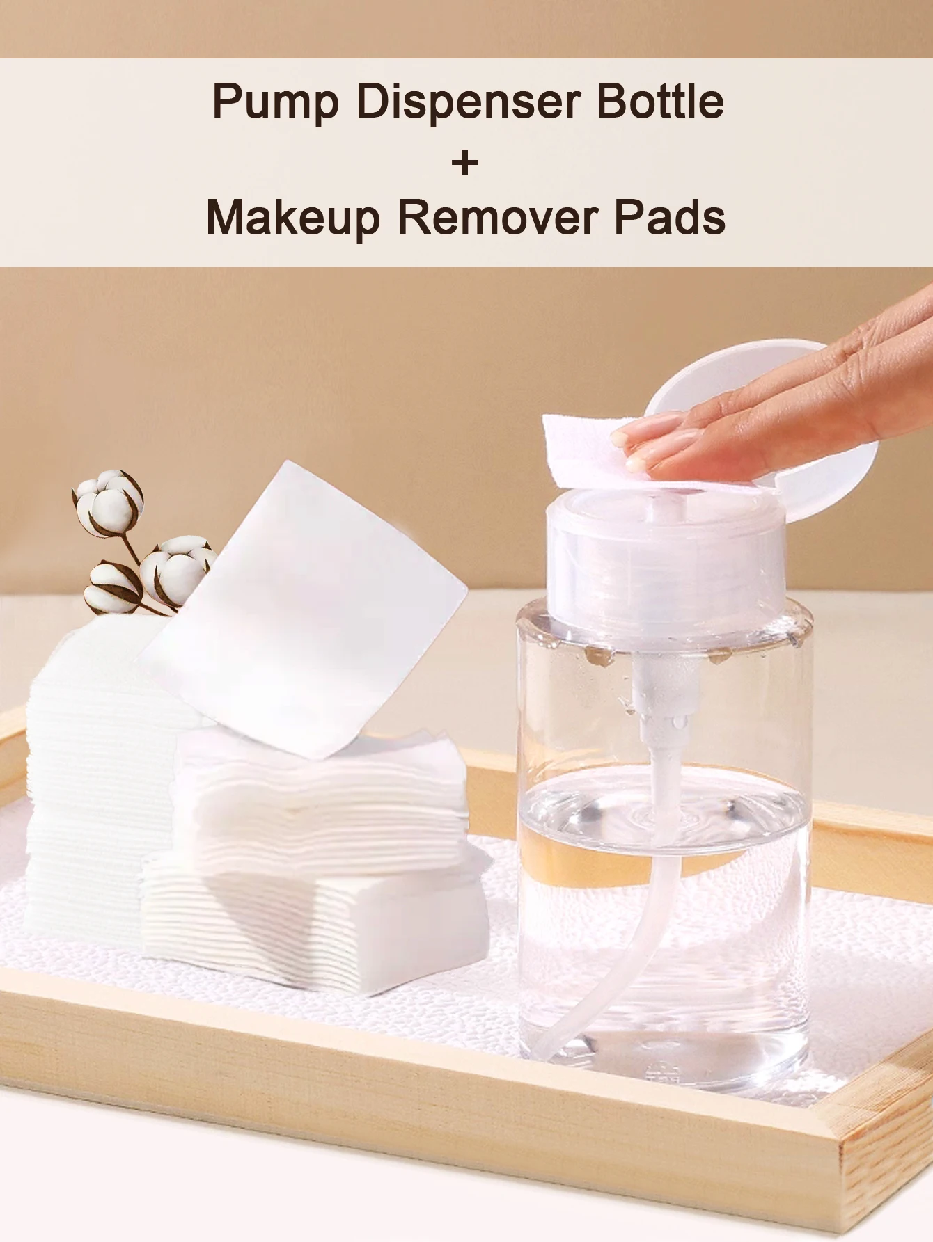 200pcs 3-in-1 Makeup Remover Cotton (w/ 200ml Pump) Stretchy Skin-Friendly Wet Sheet Mask for Hydration