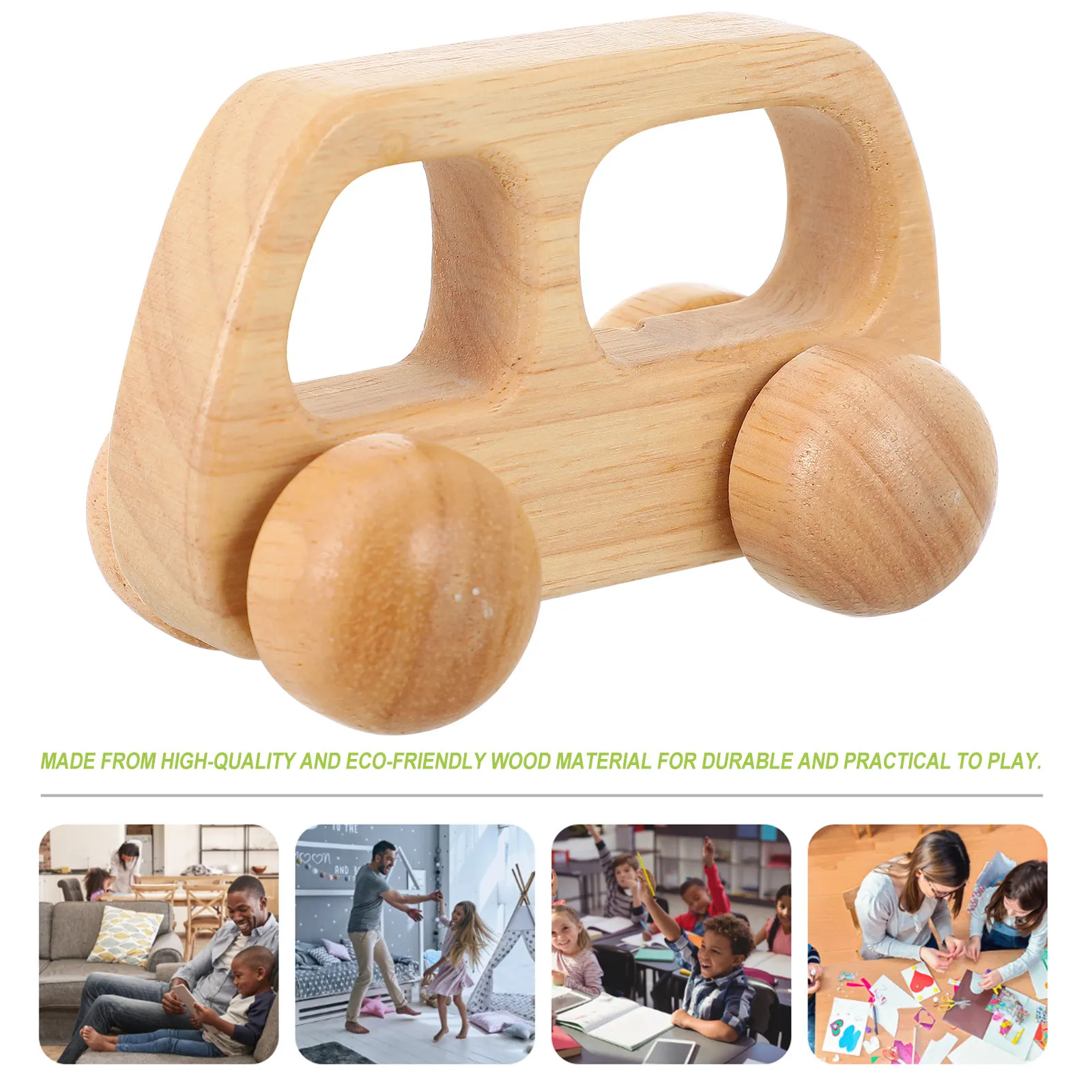 

Деревянная каталка для малышей: безопасные закругленные края, гладкая шлифовка, развивающая координацию рук и глаз