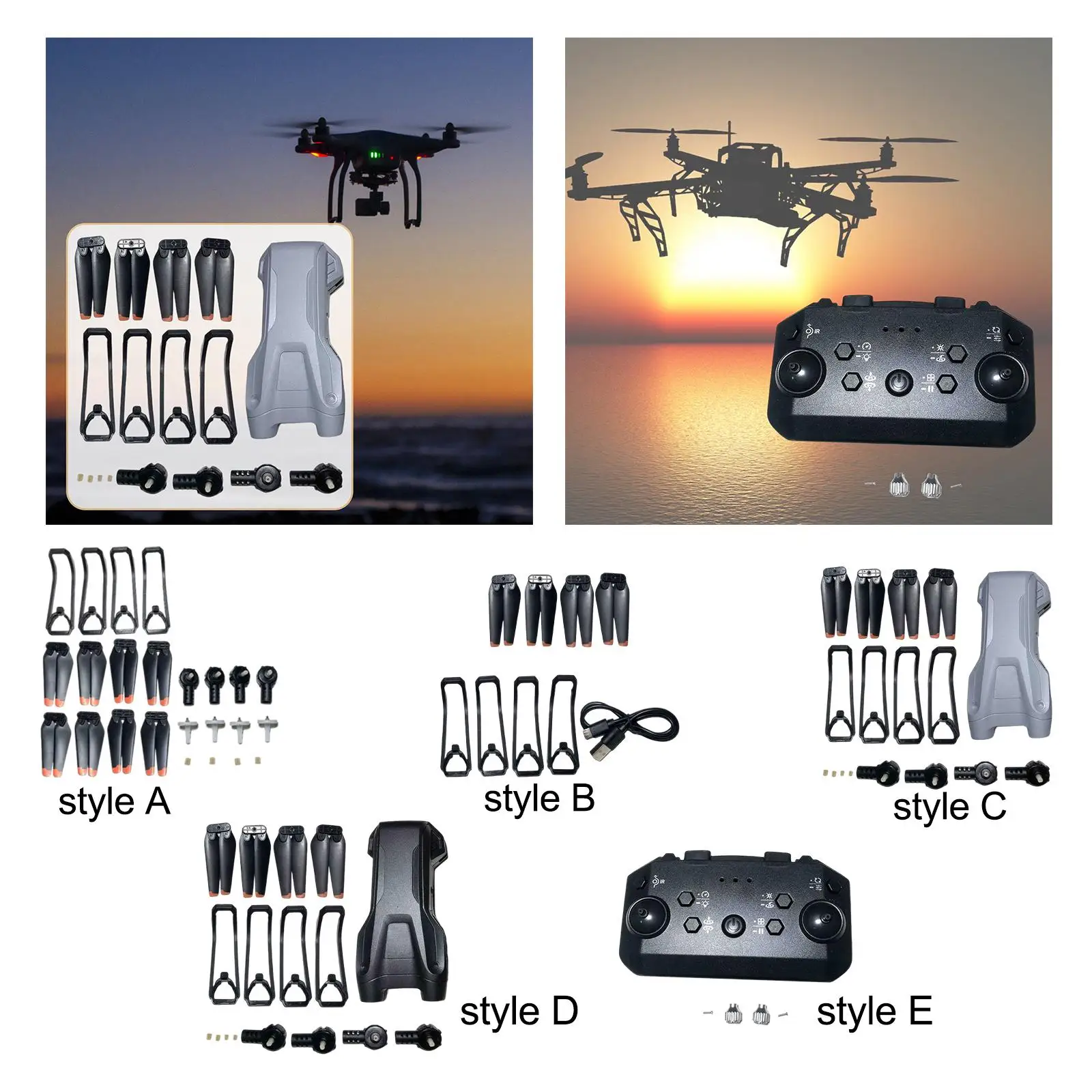 Propellers Low Noise Well Balanced and Propellers, Protection Cover Set Drone Frame Shell for DIY Accessory Spare Parts Upgrade
