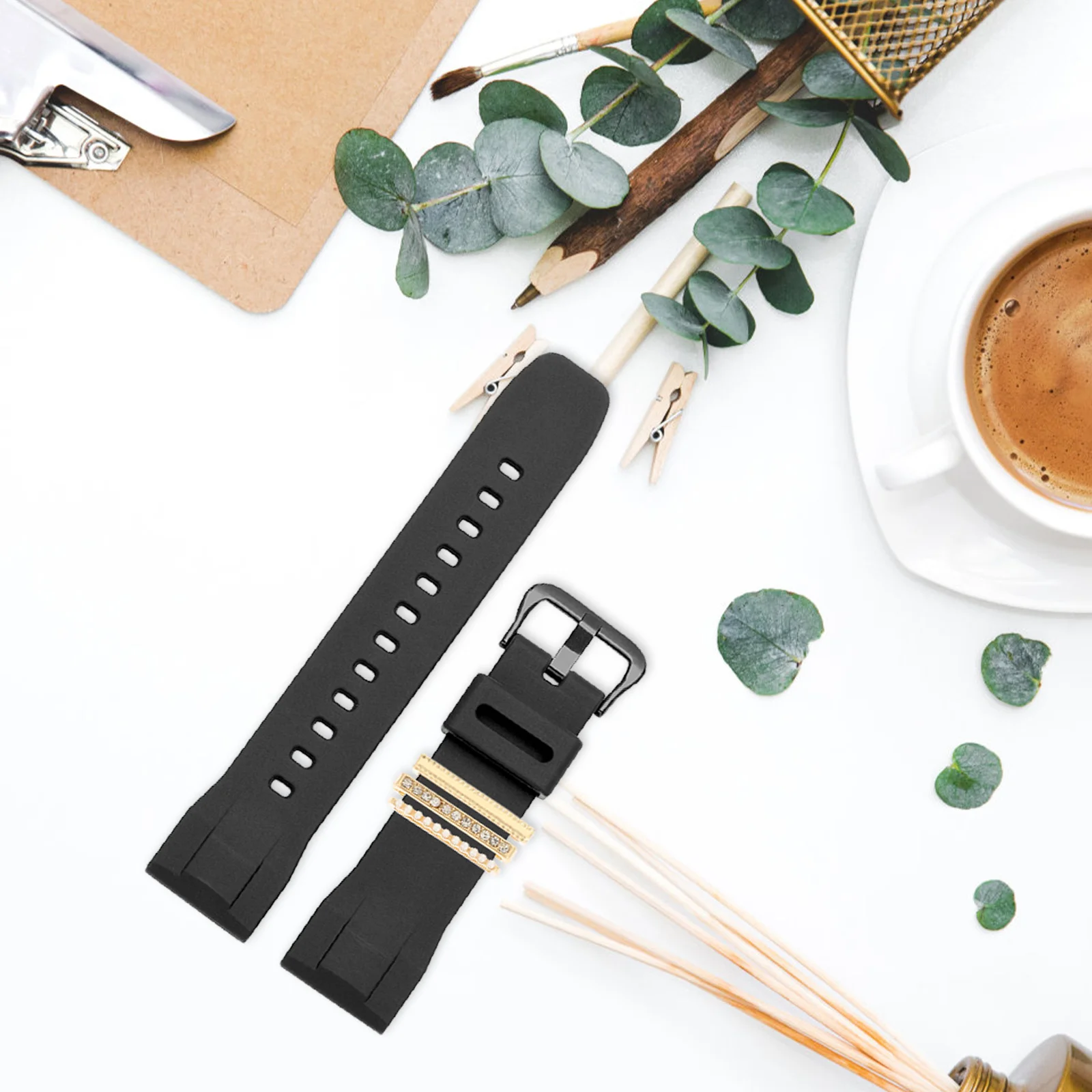 

1Set Metal Watch Strap Ring Watchband Charms for Silicone Watchband Decor Delicate Lightweight Jewelry Style Fashion Accessory