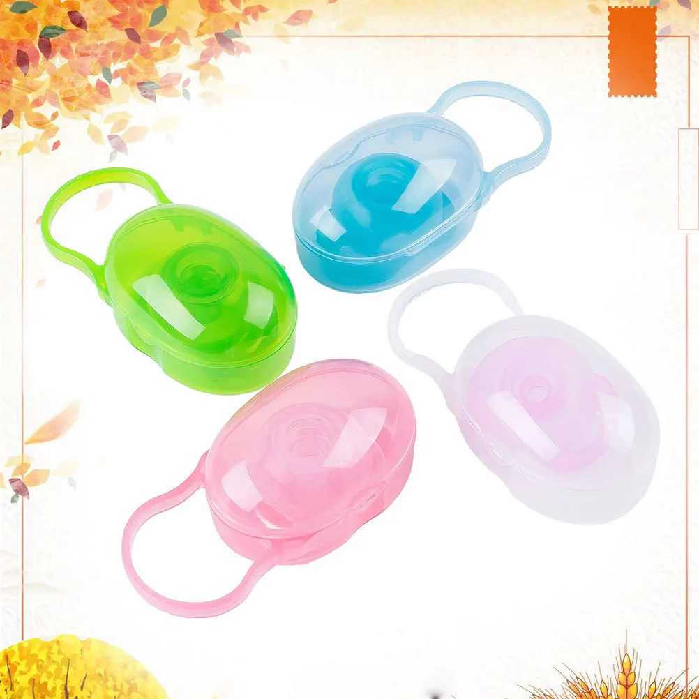 4Pcs Pacifier Storage Case Portable Baby Soother Holder Box Safe PP Material for Travel Home Use Pink Green Blue Transparent