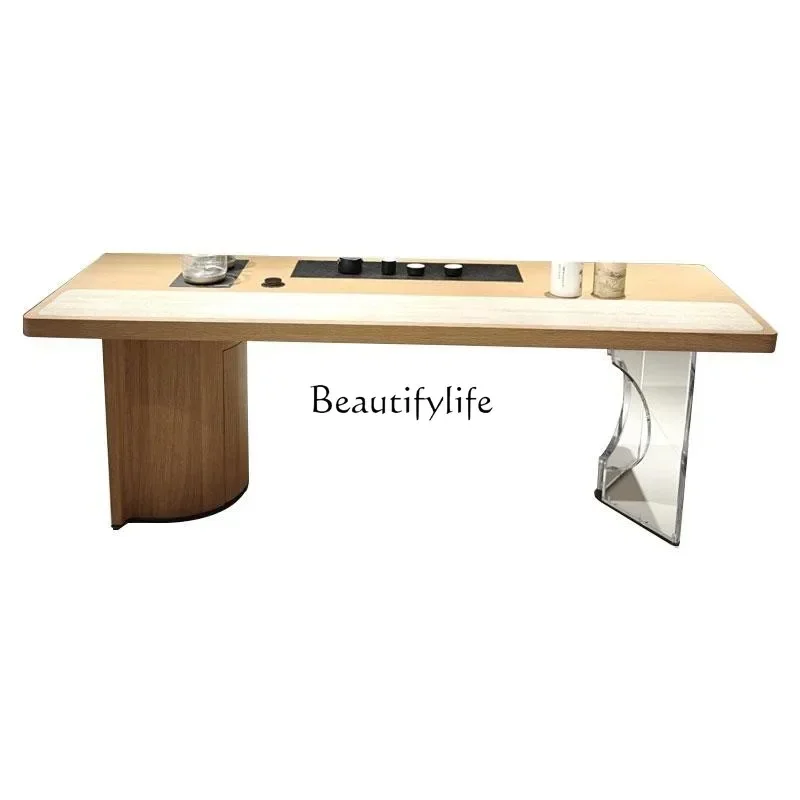 

56FG52New Chinese solid wood tea table light luxury high sense North American black walnut tea table