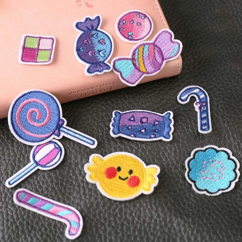 Sweet Candy Patch Iron On Patches On Clothes Cartoon Stickers Embroidered Patches For Clothing Hippie Clothes Food Badges