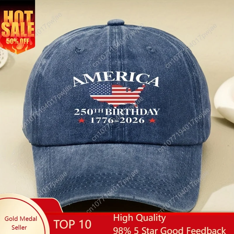

250th Anniversary Series 250 BIRTHDAY Letter Print Women'S Baseball Cap - Adjustable Snapback, Lightweight Vintage Washed Dad Ha