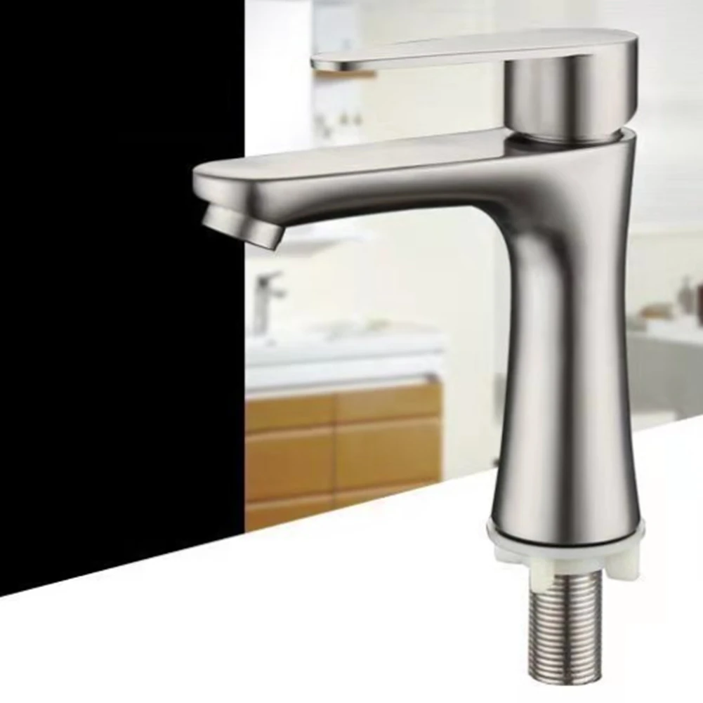 HOT Basin Sink Bathroom Faucet Countertop Mounted Single Cold Water Basin Faucet Toilet Faucet Stainless Steel Small Waist