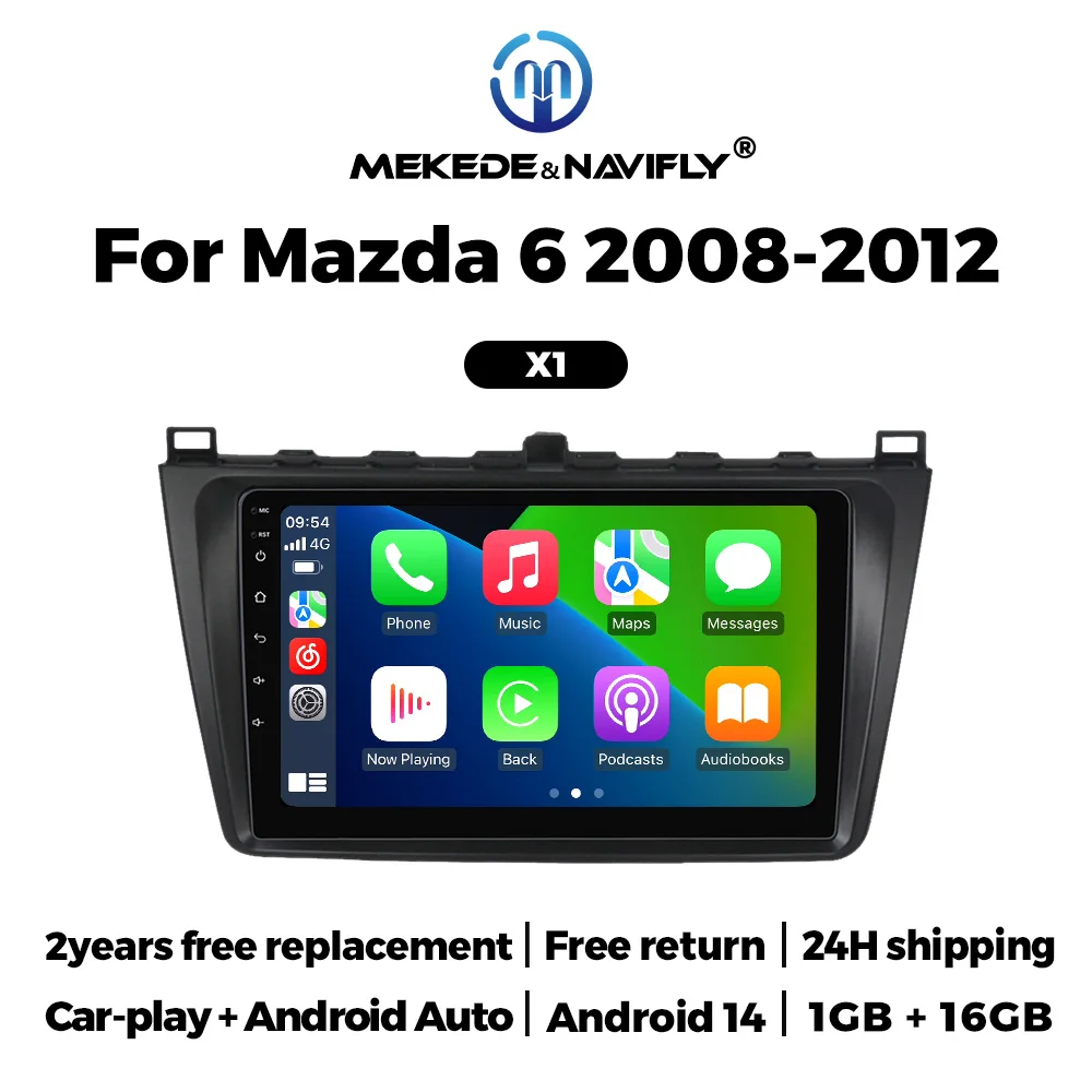 2-DIN autoradio stereo voor Mazda 6 2008-2012, CarPlay, Android Auto, multimedia videospeler, GPS navigatie, FM autoradio, BT