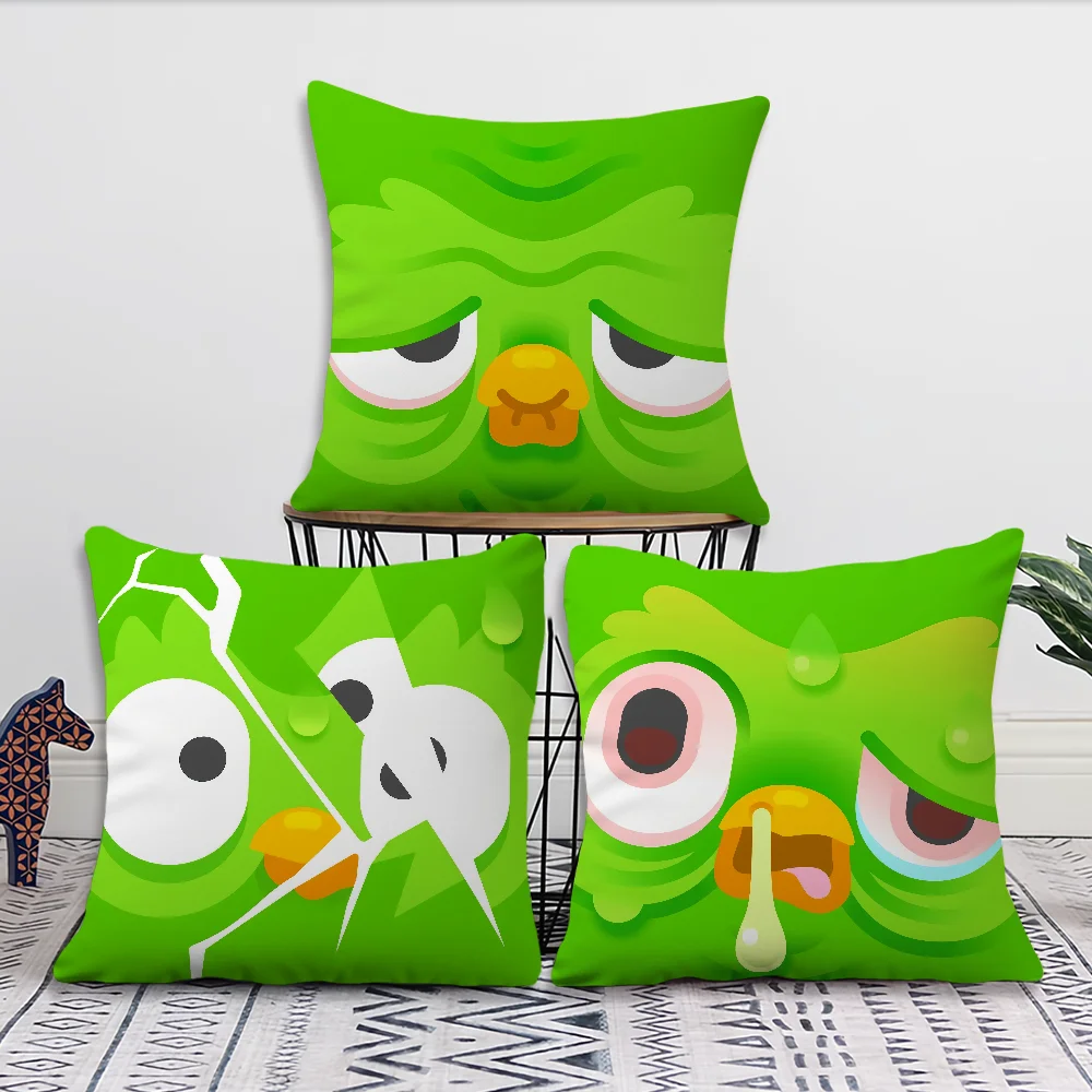 Funny D-DuolingoS Funny Green Bird Cute For Bedroom Car Coffee Shop Room and Living Room Sofa Decorative Pillow Cover Case