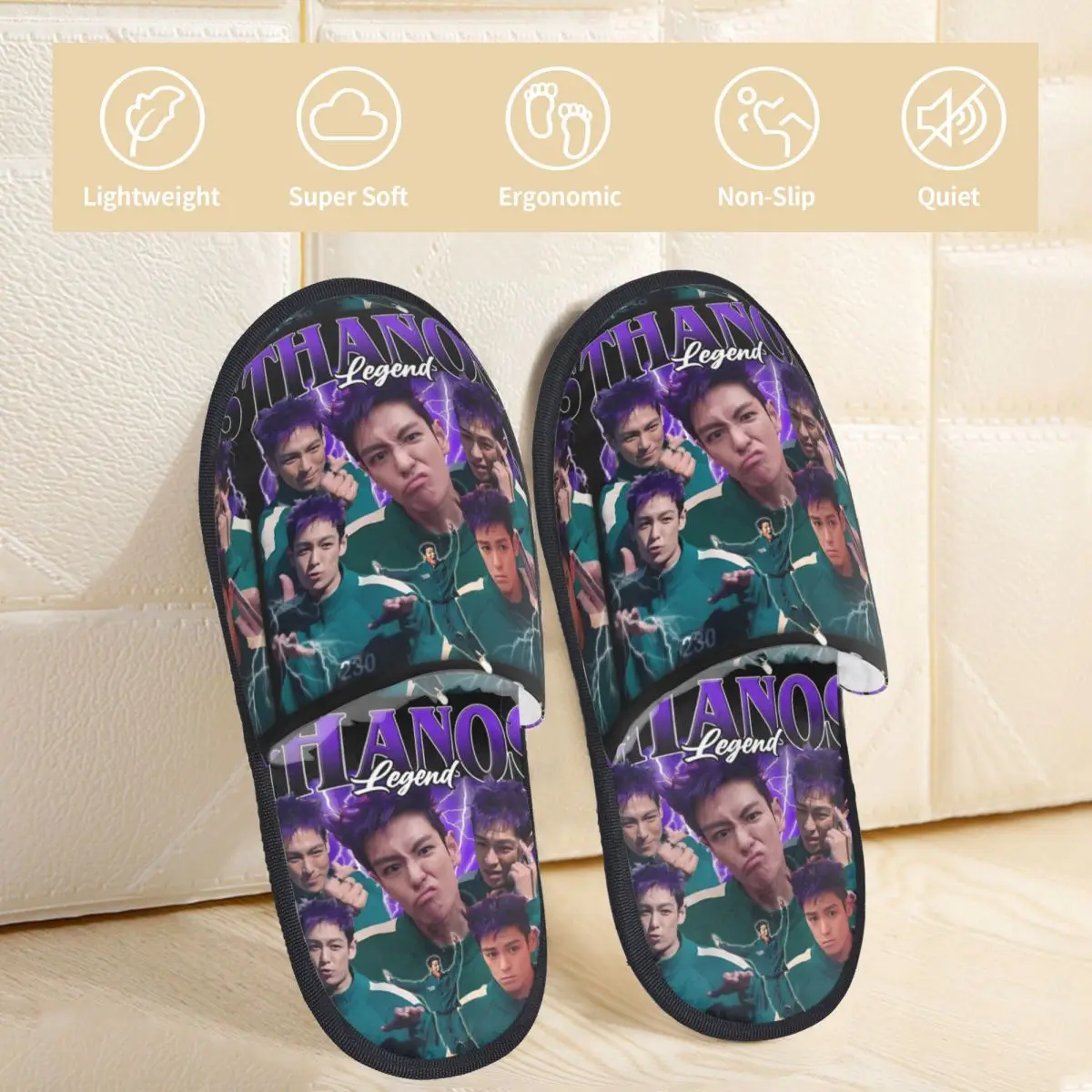 ثانوس ليجند تشوي سيونغ هيون خمر شبشب منزل الشتاء داخلي T.O.P شرائح رغوة الذاكرة مريحة عدم الانزلاق