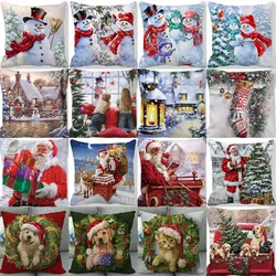 Merry Christmas Decorations for Home Xmas Cushion Cover Christmas Ornament Pillowcase Natal Navidad 2022 New Year Gifts 45x45cm