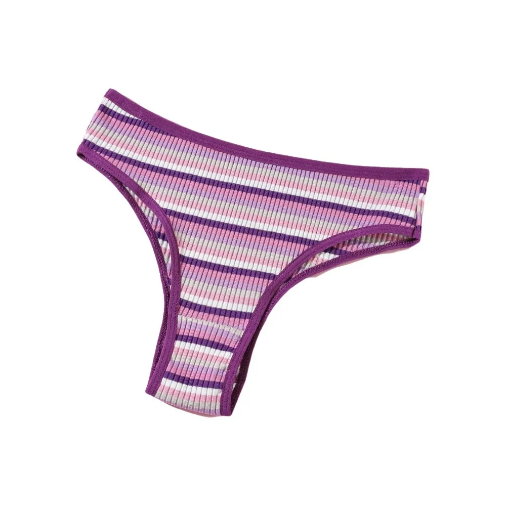 Comfortable Low Waist Striped Underpants Colorful Briefs Women's Underwear Soft Cotton Triangle Panties Lady