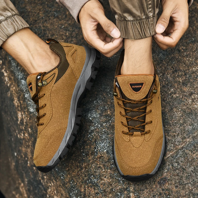 Men's Hiking Shoes Waterproof Leather Outdoor PU Shoes Wear-resistant Trekking Walking Hunting Tactical Sneakers Plus Size39-49