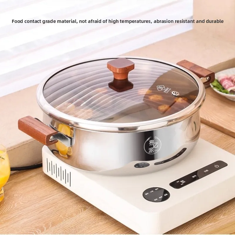 

Двойная горячая кастрюля из нержавеющей стали 304, индукционная суповая кастрюля, толстое основание, без покрытия, ручки с защитой от ожогов, быстрый нагрев, прочный