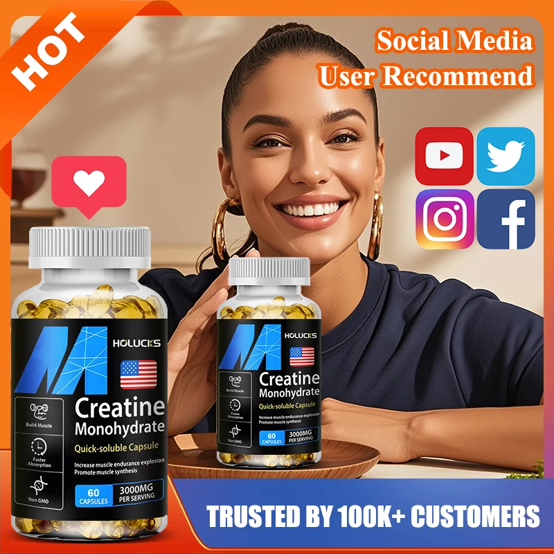 High Potency Creatine 3000mg Supplement, for Brain & Muscle Cell Energy, Increases Power Output & Exercise Performance, Non-GMO