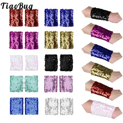 Shiny Sequins Wristsleeves Oversleeves Stretchy Rave Party Dance Performance Cosplay Costume Bracelet Wrist Cuffs Props Supplies