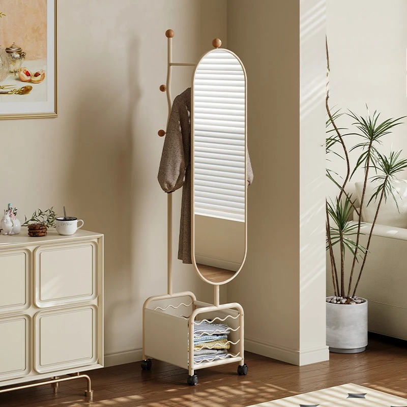 

Medieval floor-to-ceiling full-body full-length mirror, coat rack integrated hanger rotating full-body full-length mirror