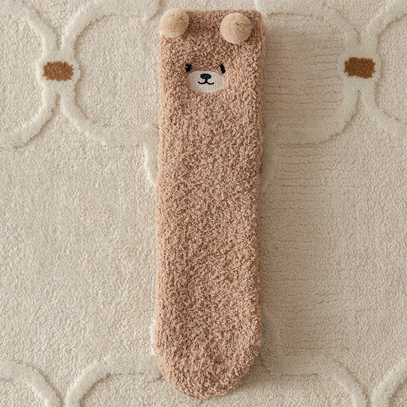 Frauen Winter Warme Flauschige Socken Hause Boden Schlaf Kawaii 3D Bär Niedlichen Tier Dicke Fleece Fuzzy Socke Japanische Mode Koreanischen Stil – Detail 15