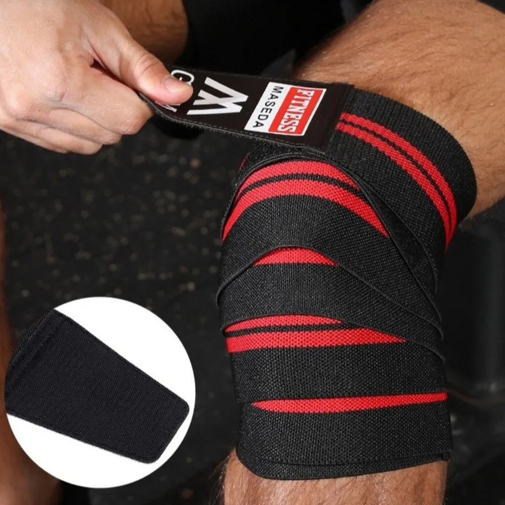 

Elastic Knee Wraps Stripe Breathable Compression Knee Support Compression Shock-absorbing Sports Knee Pad Weightlifting