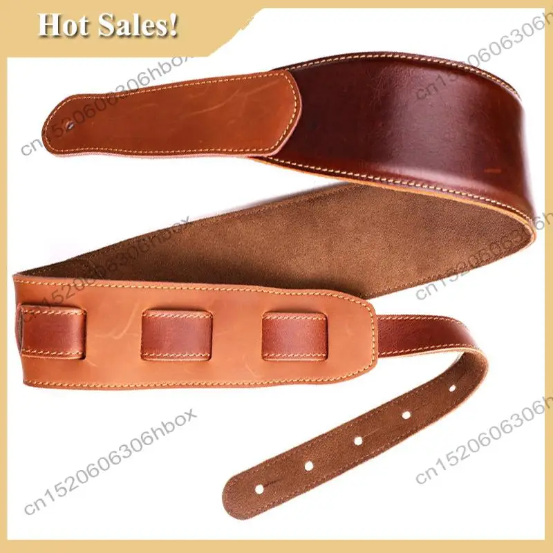 -Accessori per chitarra HOPE Tracolla per basso elettrico in vera pelle spessa Tracolla per chitarra classica folk acustica regolabile