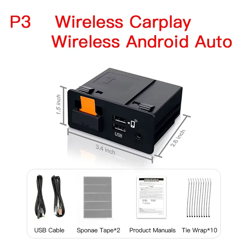 P2 Wired or P3 Wireless Carplay Android auto Adapter For Retrofit