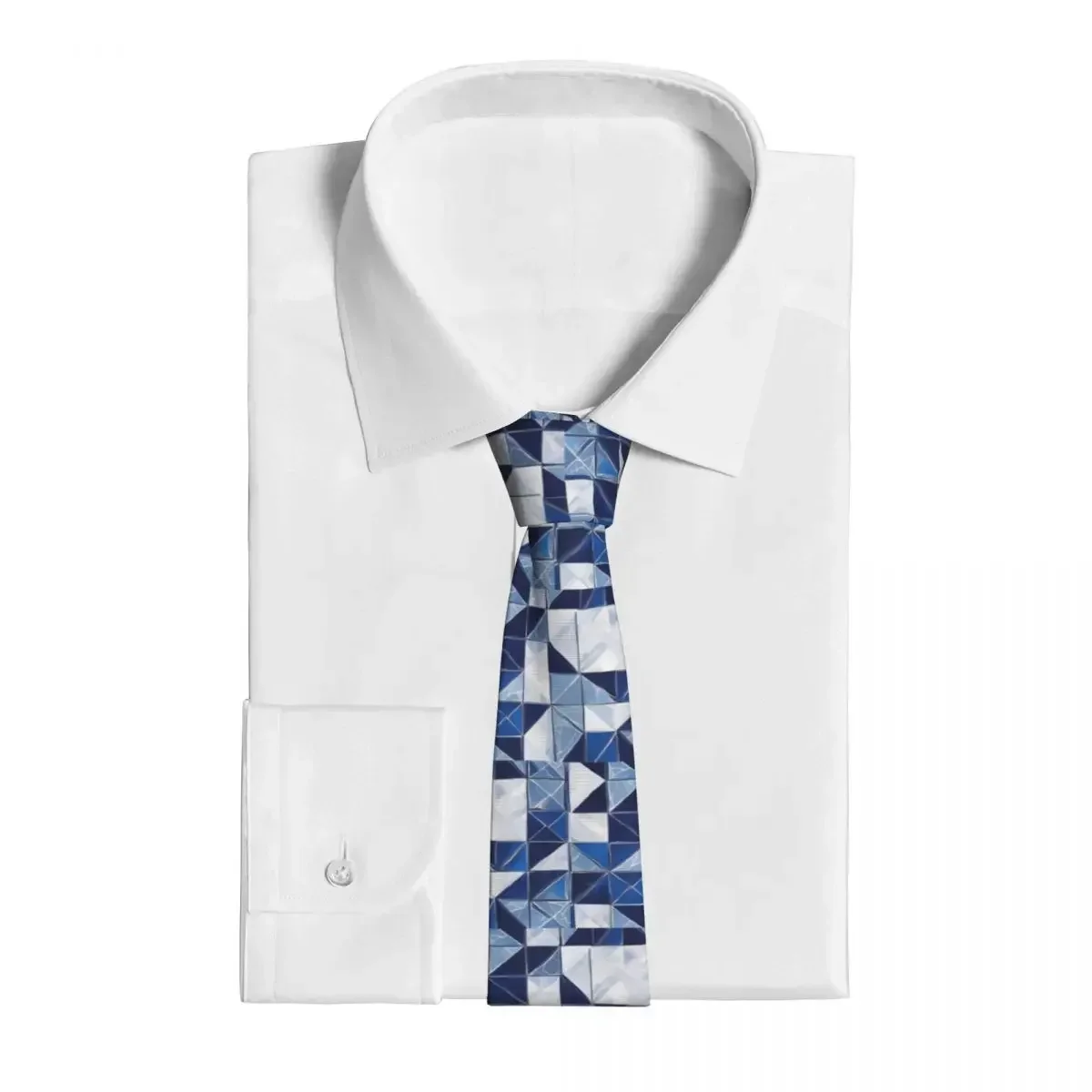 Blue Marble Tiles Tie Ties 3D Printed Cravat Street Necktie Shirt Accessories